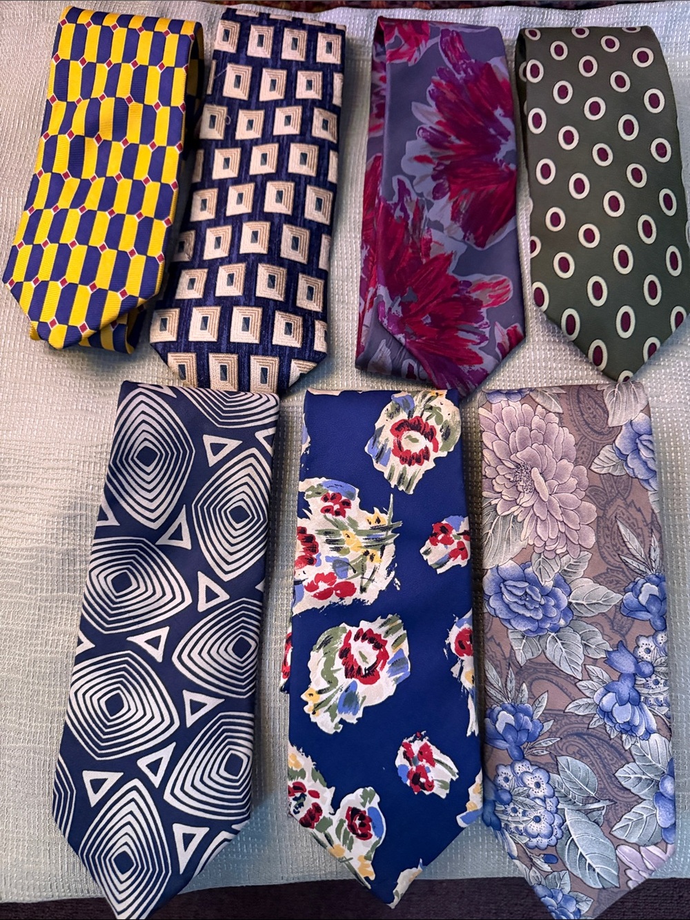 Lands' End Men's Mixed Pattern Ties in Blue, Yellow, Purple, Green, Gray